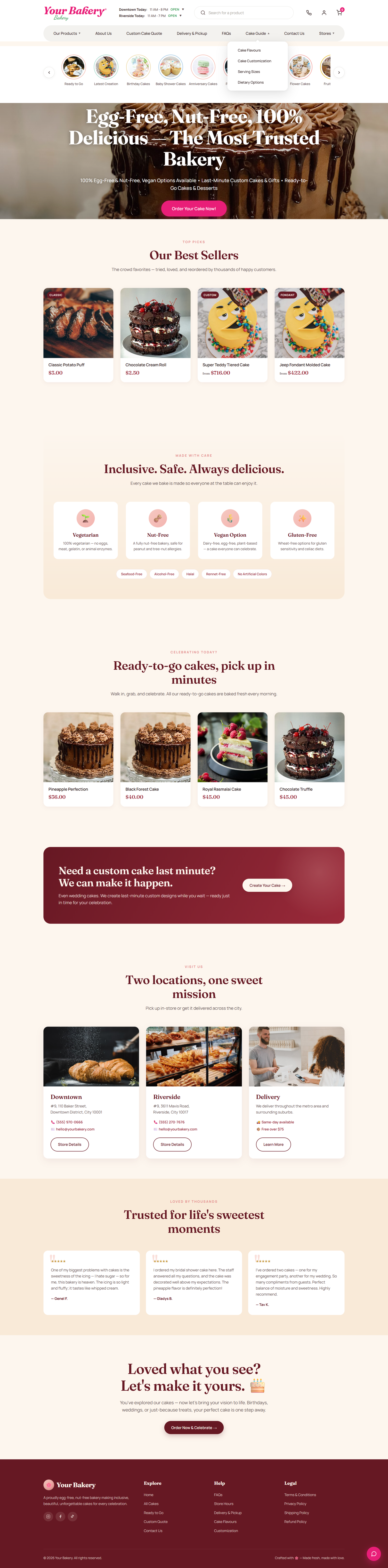 Bakery Theme 1 tablet view