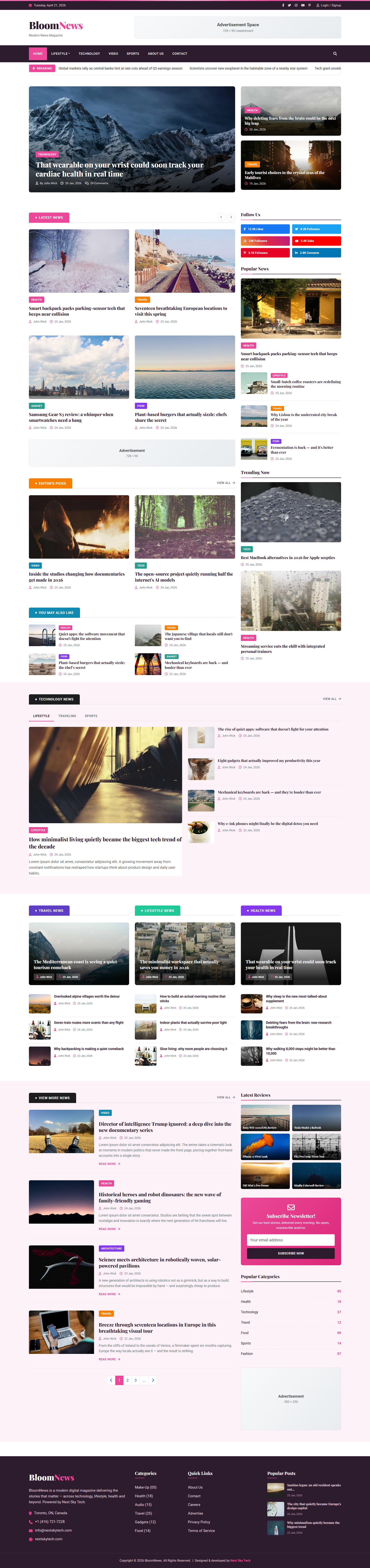 News Theme 1 tablet view